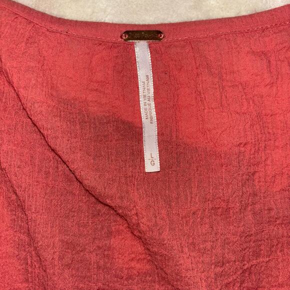 Free People Boho Long Sleeve Blouse-  Maria Lace Embroidered Terracotta- Large - Picture 13 of 15